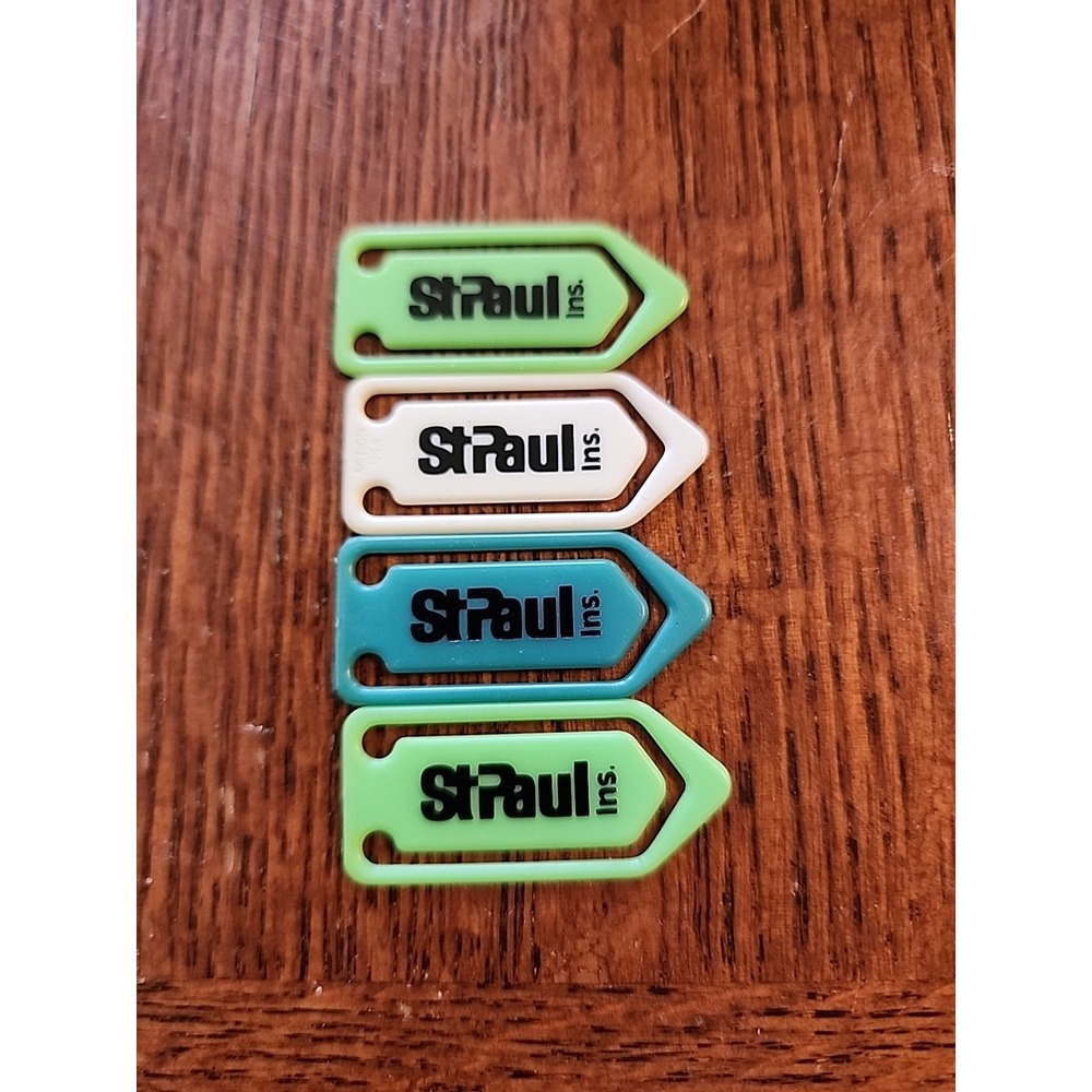 St. PAUL INSURANCE VTG Plastic Paperclips Multicolor Advertising